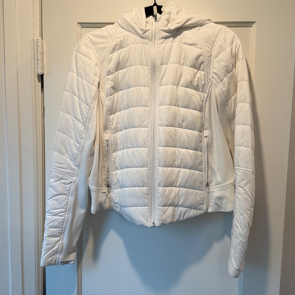 White Lululemon Hooded Run Jacket